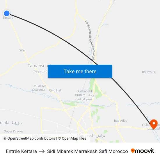 Entrée Kettara to Sidi Mbarek Marrakesh Safi Morocco map