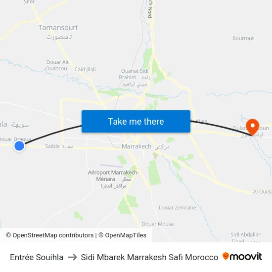 Entrée Souihla to Sidi Mbarek Marrakesh Safi Morocco map