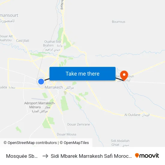 Mosquée Sbais to Sidi Mbarek Marrakesh Safi Morocco map