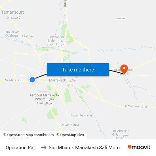 Opération Rajae to Sidi Mbarek Marrakesh Safi Morocco map