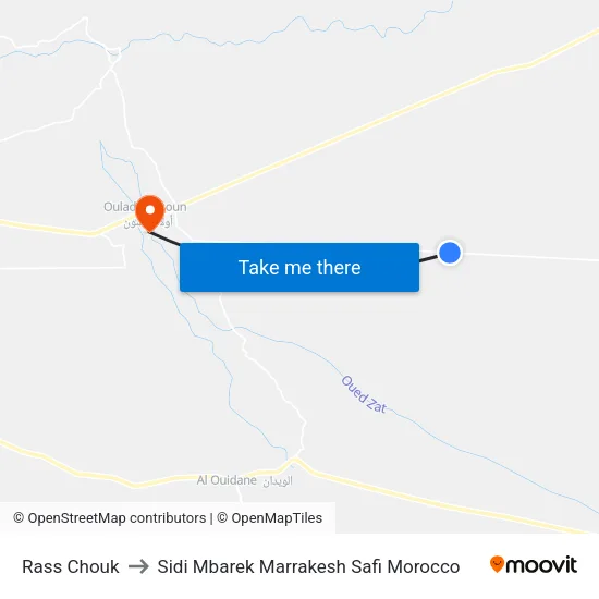 Rass Chouk to Sidi Mbarek Marrakesh Safi Morocco map