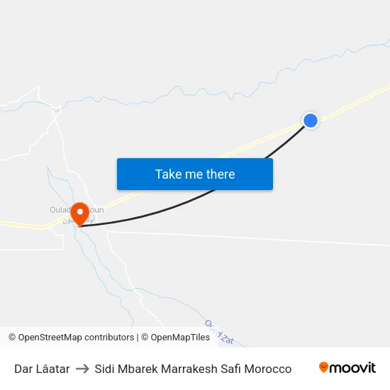 Dar Lâatar to Sidi Mbarek Marrakesh Safi Morocco map