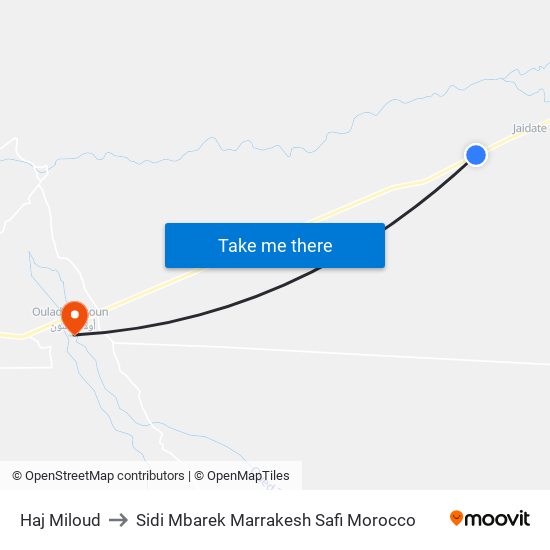 Haj Miloud to Sidi Mbarek Marrakesh Safi Morocco map
