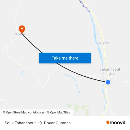 Souk Tahennaout to Douar Oumnas map