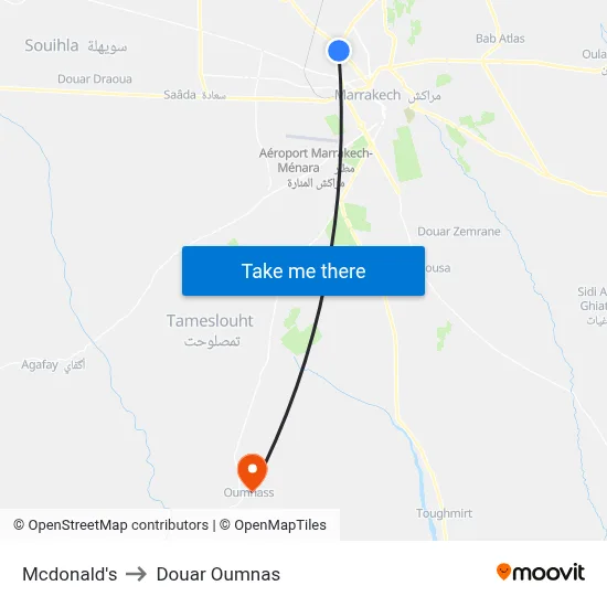 Mcdonald's to Douar Oumnas map