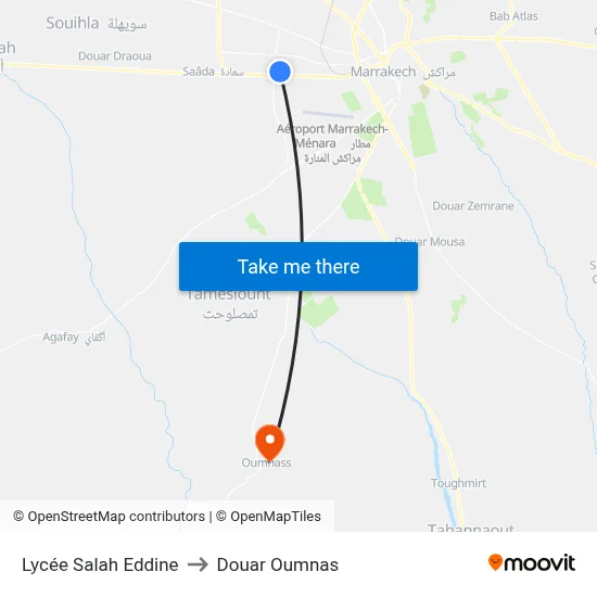Lycée Salah Eddine to Douar Oumnas map