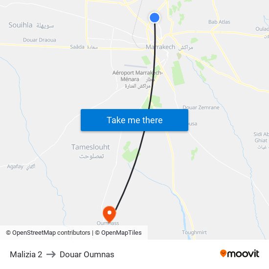 Malizia 2 to Douar Oumnas map