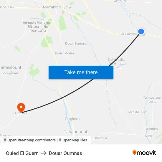 Ouled El Guern to Douar Oumnas map