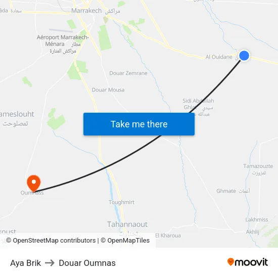 Aya Brik to Douar Oumnas map