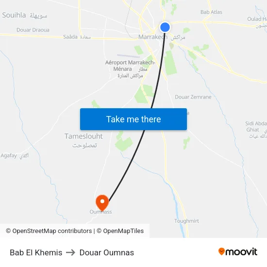 Bab El Khemis to Douar Oumnas map