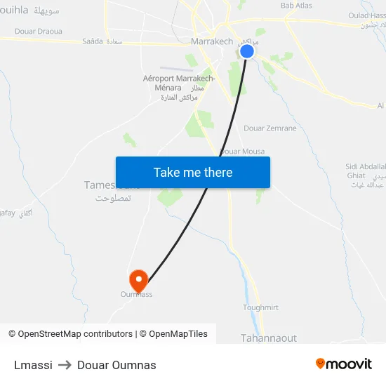 Lmassi to Douar Oumnas map