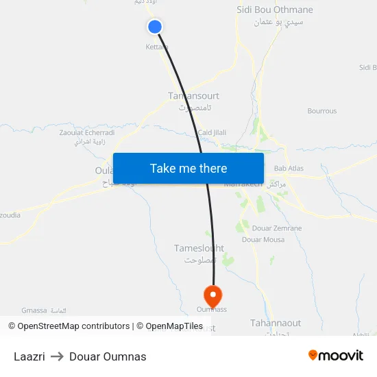 Laazri to Douar Oumnas map