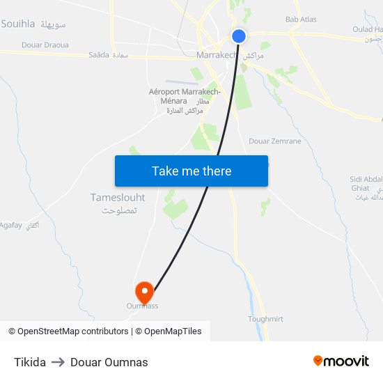 Tikida to Douar Oumnas map