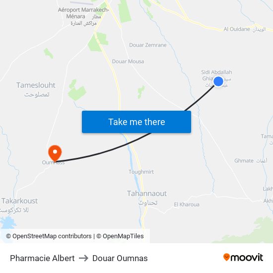 Pharmacie Albert to Douar Oumnas map