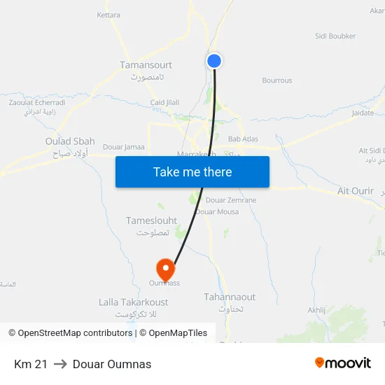 Km 21 to Douar Oumnas map