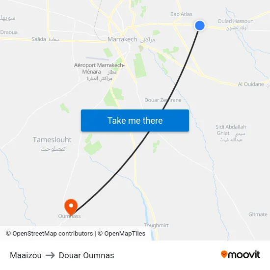 Maaizou to Douar Oumnas map
