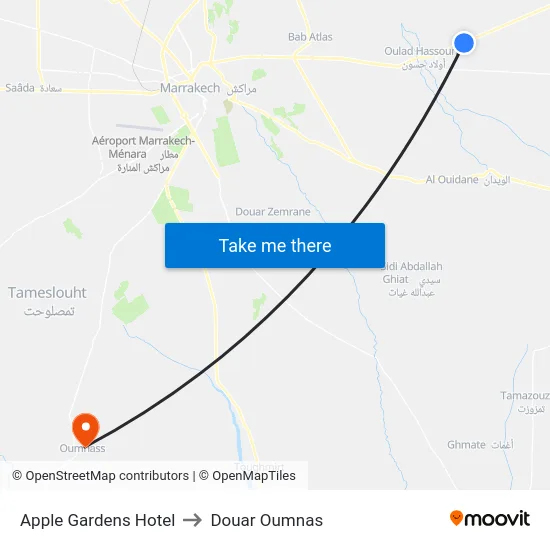 Apple Gardens Hotel to Douar Oumnas map