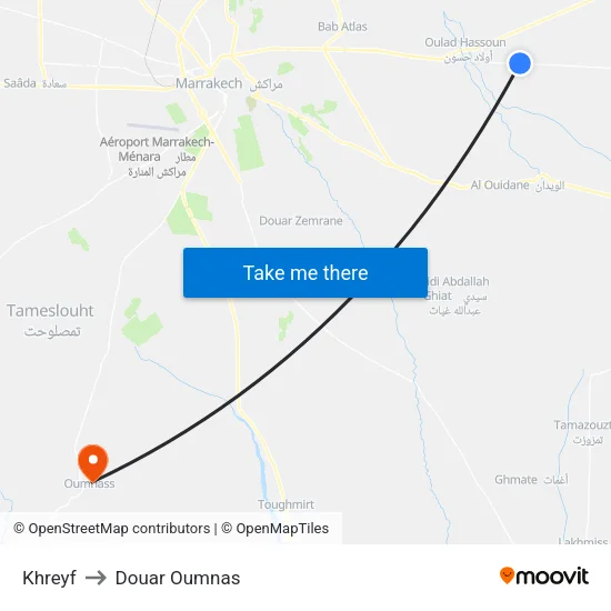 Khreyf to Douar Oumnas map