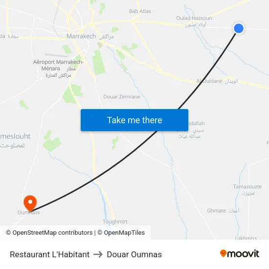 Restaurant L'Habitant to Douar Oumnas map