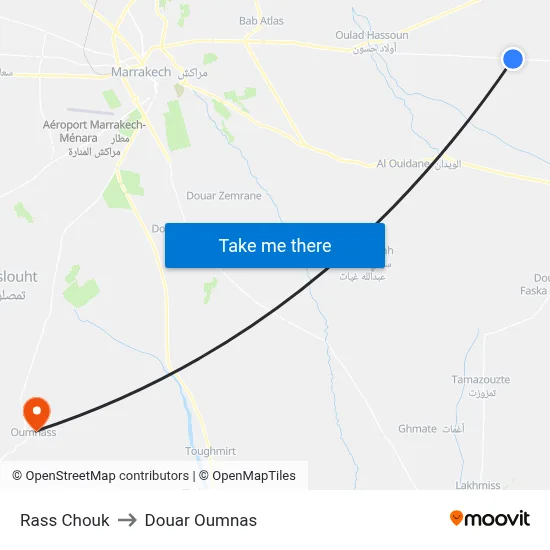 Rass Chouk to Douar Oumnas map