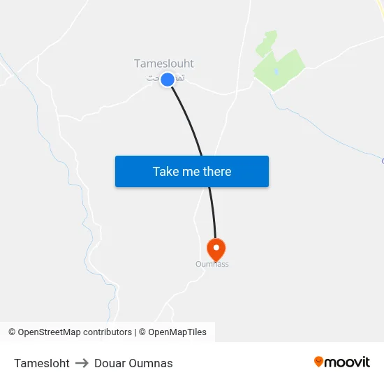 Tamesloht to Douar Oumnas map
