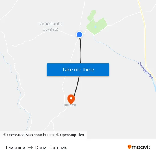 Laaouina to Douar Oumnas map