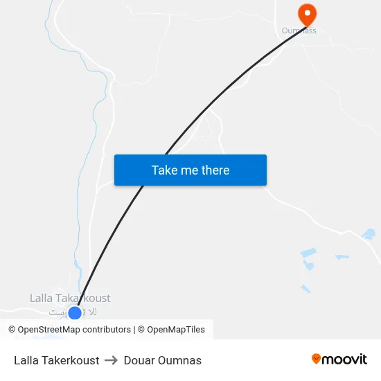 Lalla Takerkoust to Douar Oumnas map
