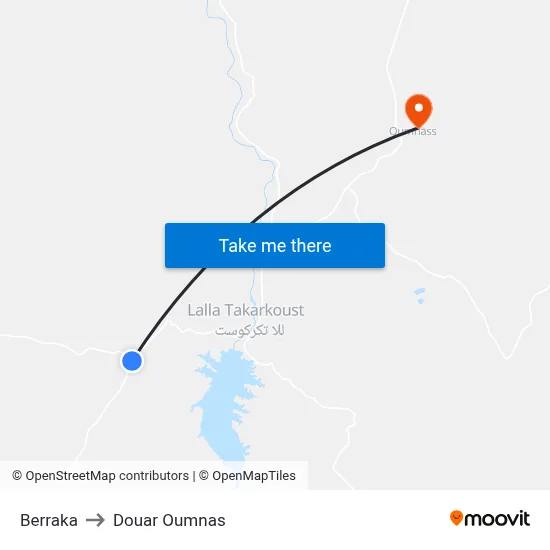 Berraka to Douar Oumnas map