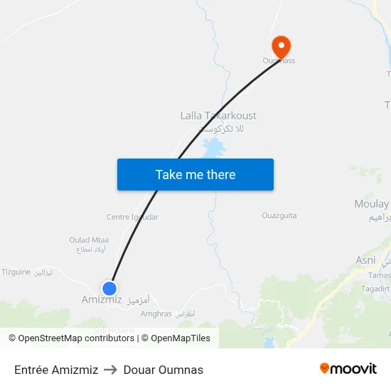 Entrée Amizmiz to Douar Oumnas map