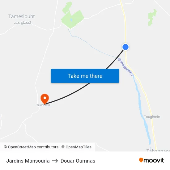 Jardins Mansouria to Douar Oumnas map