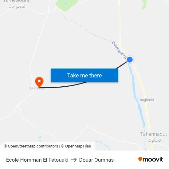 Ecole Homman El Fetouaki to Douar Oumnas map