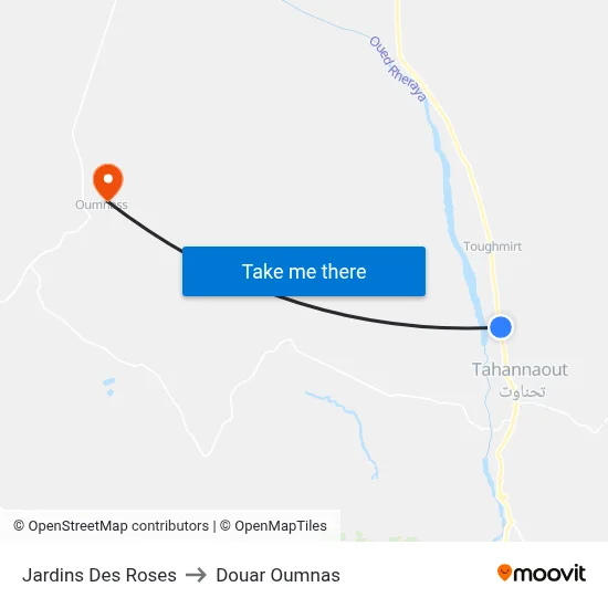 Jardins Des Roses to Douar Oumnas map