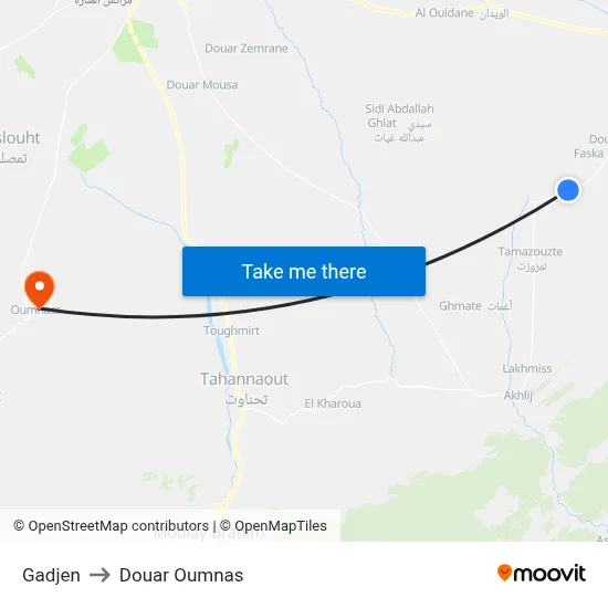 Gadjen to Douar Oumnas map
