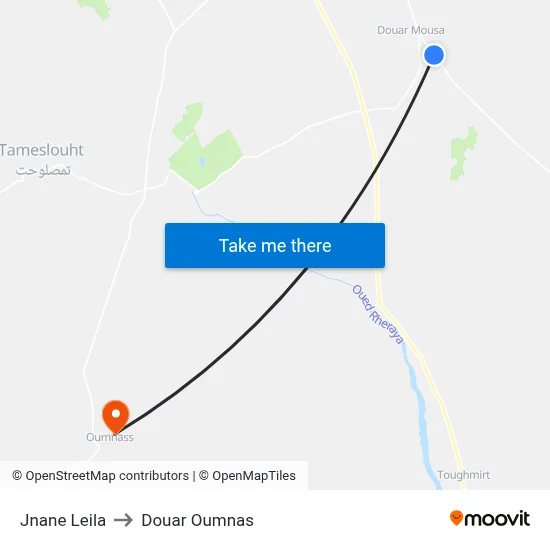 Jnane Leila to Douar Oumnas map