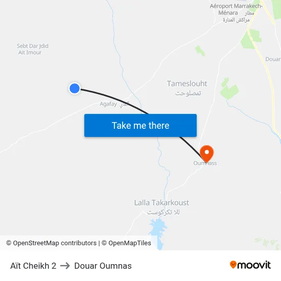 Aït Cheikh 2 to Douar Oumnas map