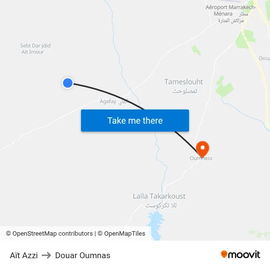 Aït Azzi to Douar Oumnas map