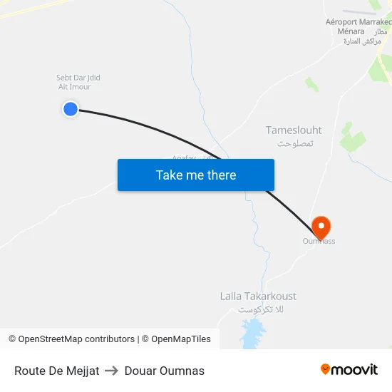 Route De Mejjat to Douar Oumnas map