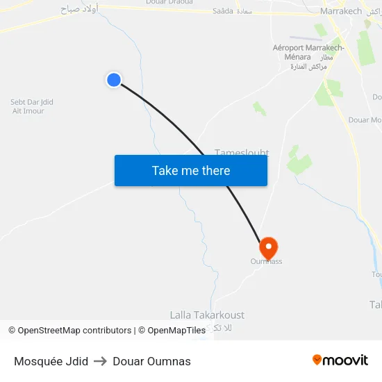 Mosquée Jdid to Douar Oumnas map