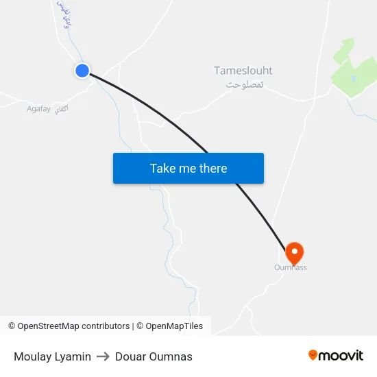 Moulay Lyamin to Douar Oumnas map