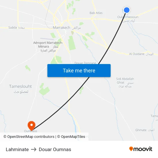 Lahminate to Douar Oumnas map