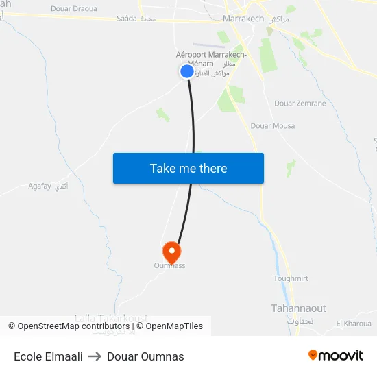 Ecole Elmaali to Douar Oumnas map