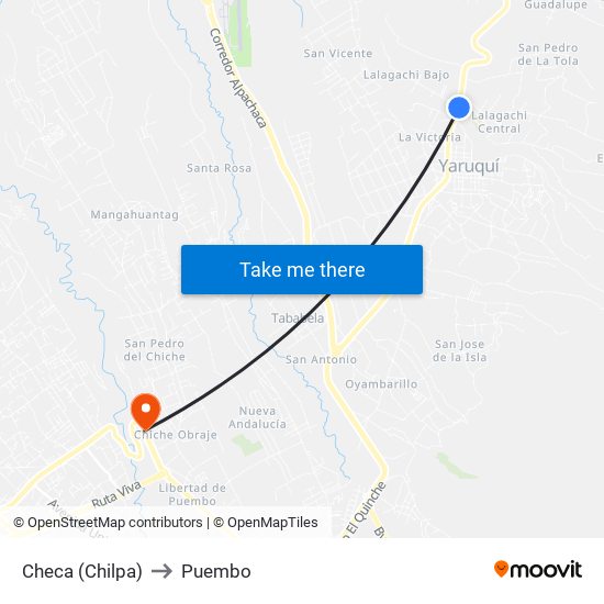 Checa (Chilpa) to Puembo map