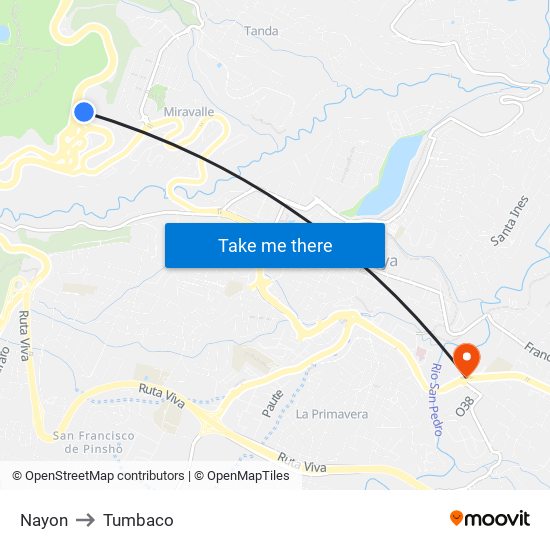 Nayon to Tumbaco map