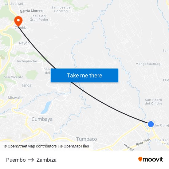 Puembo to Zambiza map