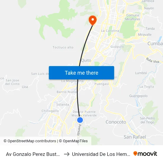 Av Gonzalo Perez Bustamante to Universidad De Los Hemisferios map