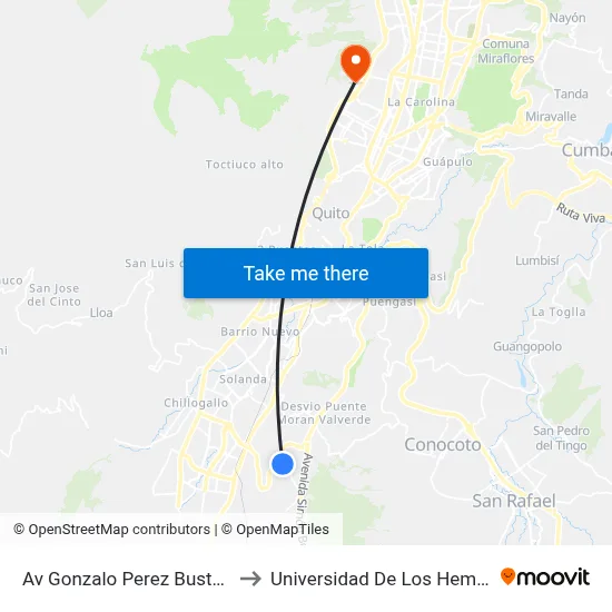 Av Gonzalo Perez Bustamante to Universidad De Los Hemisferios map