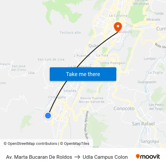 Av. Marta Bucaran De Roldos to Udla Campus Colon map