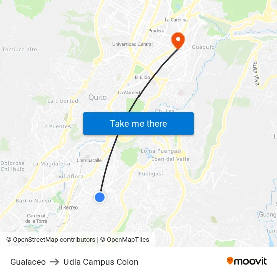 Gualaceo to Udla Campus Colon map