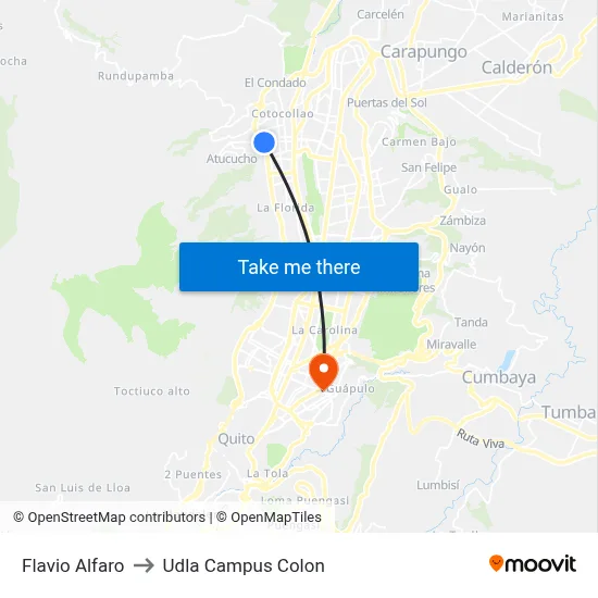 Flavio Alfaro to Udla Campus Colon map