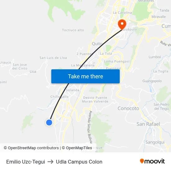 Emilio Uzc-Tegui to Udla Campus Colon map